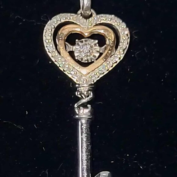 Jane Seymour Open Heart Key Rhythm Necklace Sterling Silver & 10K Rose Gold - Picture 1 of 5